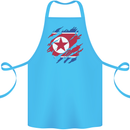 Torn North Korea Flag Korean Day Football Cotton Apron 100% Organic Turquoise