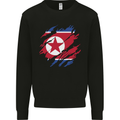 Torn North Korea Flag Korean Day Football Kids Sweatshirt Jumper Black