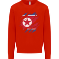 Torn North Korea Flag Korean Day Football Kids Sweatshirt Jumper Bright Red