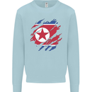 Torn North Korea Flag Korean Day Football Kids Sweatshirt Jumper Light Blue