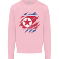 Torn North Korea Flag Korean Day Football Kids Sweatshirt Jumper Light Pink