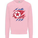 Torn North Korea Flag Korean Day Football Kids Sweatshirt Jumper Light Pink