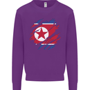 Torn North Korea Flag Korean Day Football Kids Sweatshirt Jumper Purple
