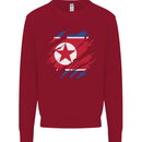 Torn North Korea Flag Korean Day Football Kids Sweatshirt Jumper Red