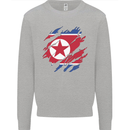 Torn North Korea Flag Korean Day Football Kids Sweatshirt Jumper Sports Grey