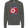 Torn North Korea Flag Korean Day Football Kids Sweatshirt Jumper Storm Grey