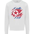 Torn North Korea Flag Korean Day Football Kids Sweatshirt Jumper White