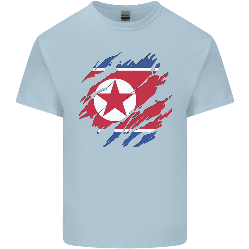 Torn North Korea Flag Korean Day Football Kids T-Shirt Childrens Light Blue
