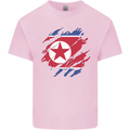 Torn North Korea Flag Korean Day Football Kids T-Shirt Childrens Light Pink