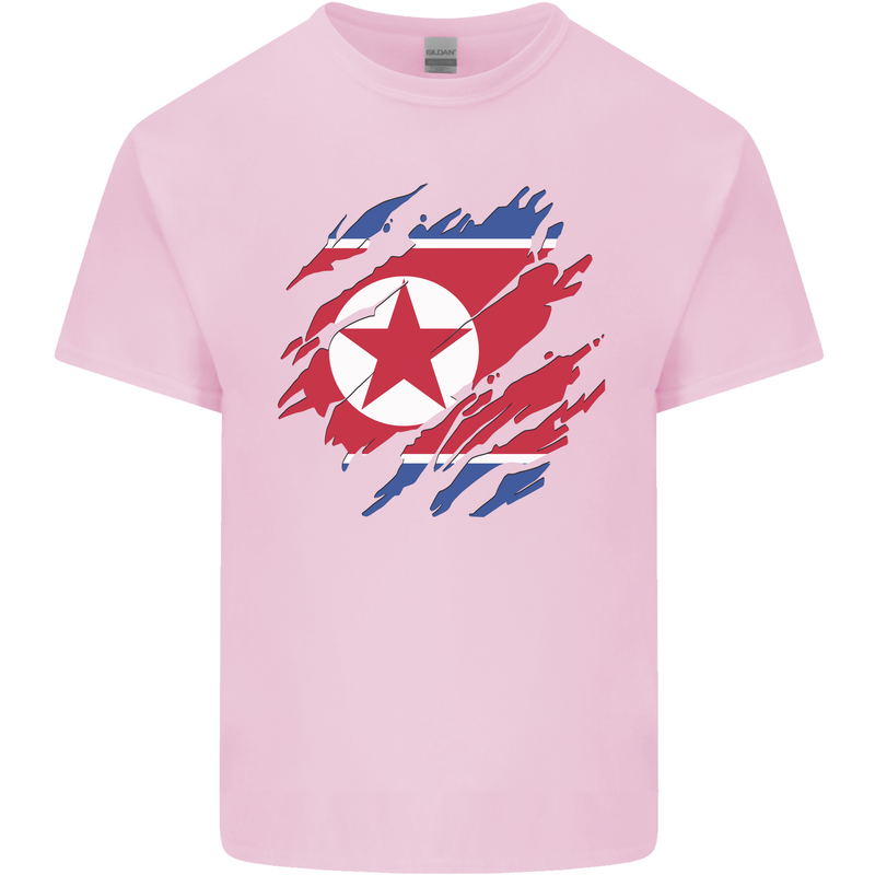 Torn North Korea Flag Korean Day Football Kids T-Shirt Childrens Light Pink