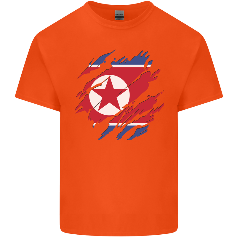 Torn North Korea Flag Korean Day Football Kids T-Shirt Childrens Orange