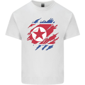 Torn North Korea Flag Korean Day Football Kids T-Shirt Childrens White
