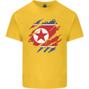 Torn North Korea Flag Korean Day Football Kids T-Shirt Childrens Yellow