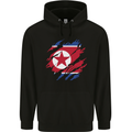 Torn North Korea Flag Korean Day Football Mens 80% Cotton Hoodie Black