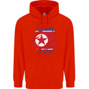 Torn North Korea Flag Korean Day Football Mens 80% Cotton Hoodie Bright Red
