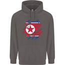 Torn North Korea Flag Korean Day Football Mens 80% Cotton Hoodie Charcoal