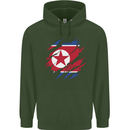 Torn North Korea Flag Korean Day Football Mens 80% Cotton Hoodie Forest Green