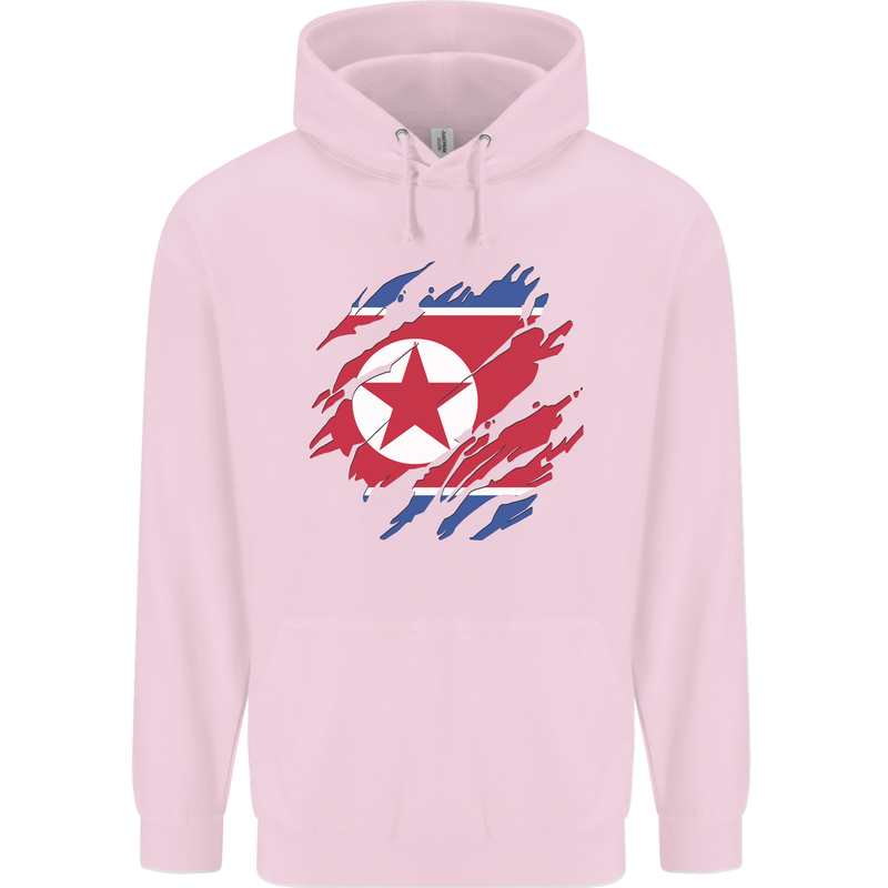 Torn North Korea Flag Korean Day Football Mens 80% Cotton Hoodie Light Pink