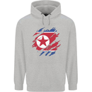 Torn North Korea Flag Korean Day Football Mens 80% Cotton Hoodie Sports Grey