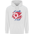 Torn North Korea Flag Korean Day Football Mens 80% Cotton Hoodie White