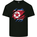 Torn North Korea Flag Korean Day Football Mens Cotton T-Shirt Tee Top Black