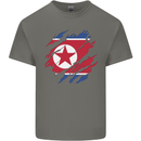 Torn North Korea Flag Korean Day Football Mens Cotton T-Shirt Tee Top Charcoal