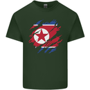 Torn North Korea Flag Korean Day Football Mens Cotton T-Shirt Tee Top Forest Green