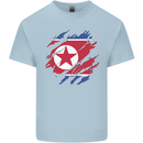 Torn North Korea Flag Korean Day Football Mens Cotton T-Shirt Tee Top Light Blue