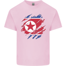 Torn North Korea Flag Korean Day Football Mens Cotton T-Shirt Tee Top Light Pink