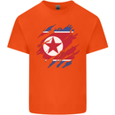 Torn North Korea Flag Korean Day Football Mens Cotton T-Shirt Tee Top Orange