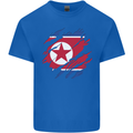 Torn North Korea Flag Korean Day Football Mens Cotton T-Shirt Tee Top Royal Blue