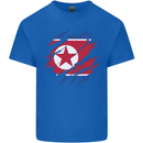 Torn North Korea Flag Korean Day Football Mens Cotton T-Shirt Tee Top Royal Blue