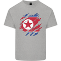 Torn North Korea Flag Korean Day Football Mens Cotton T-Shirt Tee Top Sports Grey