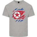 Torn North Korea Flag Korean Day Football Mens Cotton T-Shirt Tee Top Sports Grey