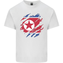 Torn North Korea Flag Korean Day Football Mens Cotton T-Shirt Tee Top White