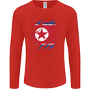 Torn North Korea Flag Korean Day Football Mens Long Sleeve T-Shirt Red
