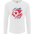 Torn North Korea Flag Korean Day Football Mens Long Sleeve T-Shirt White