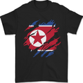 Torn North Korea Flag Korean Day Football Mens T-Shirt 100% Cotton Black