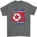 Torn North Korea Flag Korean Day Football Mens T-Shirt 100% Cotton Charcoal