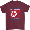 Torn North Korea Flag Korean Day Football Mens T-Shirt 100% Cotton Maroon