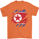 Torn North Korea Flag Korean Day Football Mens T-Shirt 100% Cotton Orange