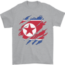 Torn North Korea Flag Korean Day Football Mens T-Shirt 100% Cotton Sports Grey