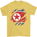 Torn North Korea Flag Korean Day Football Mens T-Shirt 100% Cotton Yellow