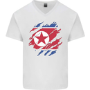 Torn North Korea Flag Korean Day Football Mens V-Neck Cotton T-Shirt White