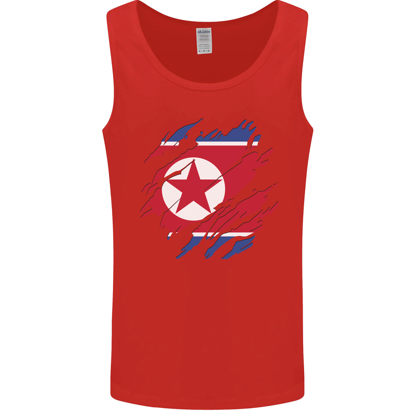 Torn North Korea Flag Korean Day Football Mens Vest Tank Top Red