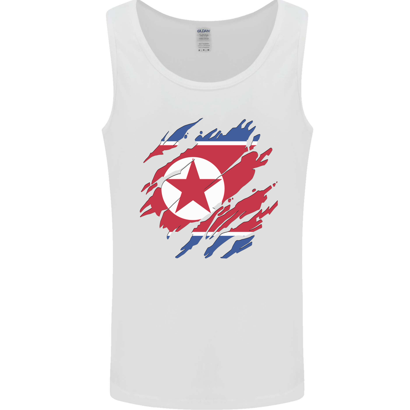 Torn North Korea Flag Korean Day Football Mens Vest Tank Top White