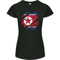 Torn North Korea Flag Korean Day Football Womens Petite Cut T-Shirt Black