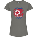 Torn North Korea Flag Korean Day Football Womens Petite Cut T-Shirt Charcoal