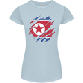 Torn North Korea Flag Korean Day Football Womens Petite Cut T-Shirt Light Blue