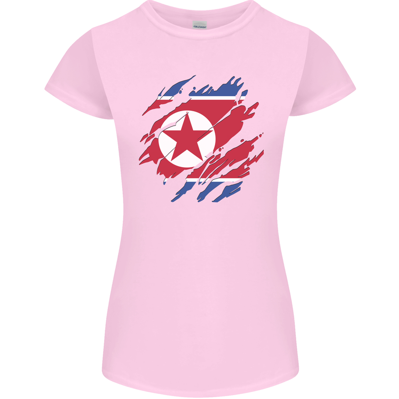 Torn North Korea Flag Korean Day Football Womens Petite Cut T-Shirt Light Pink